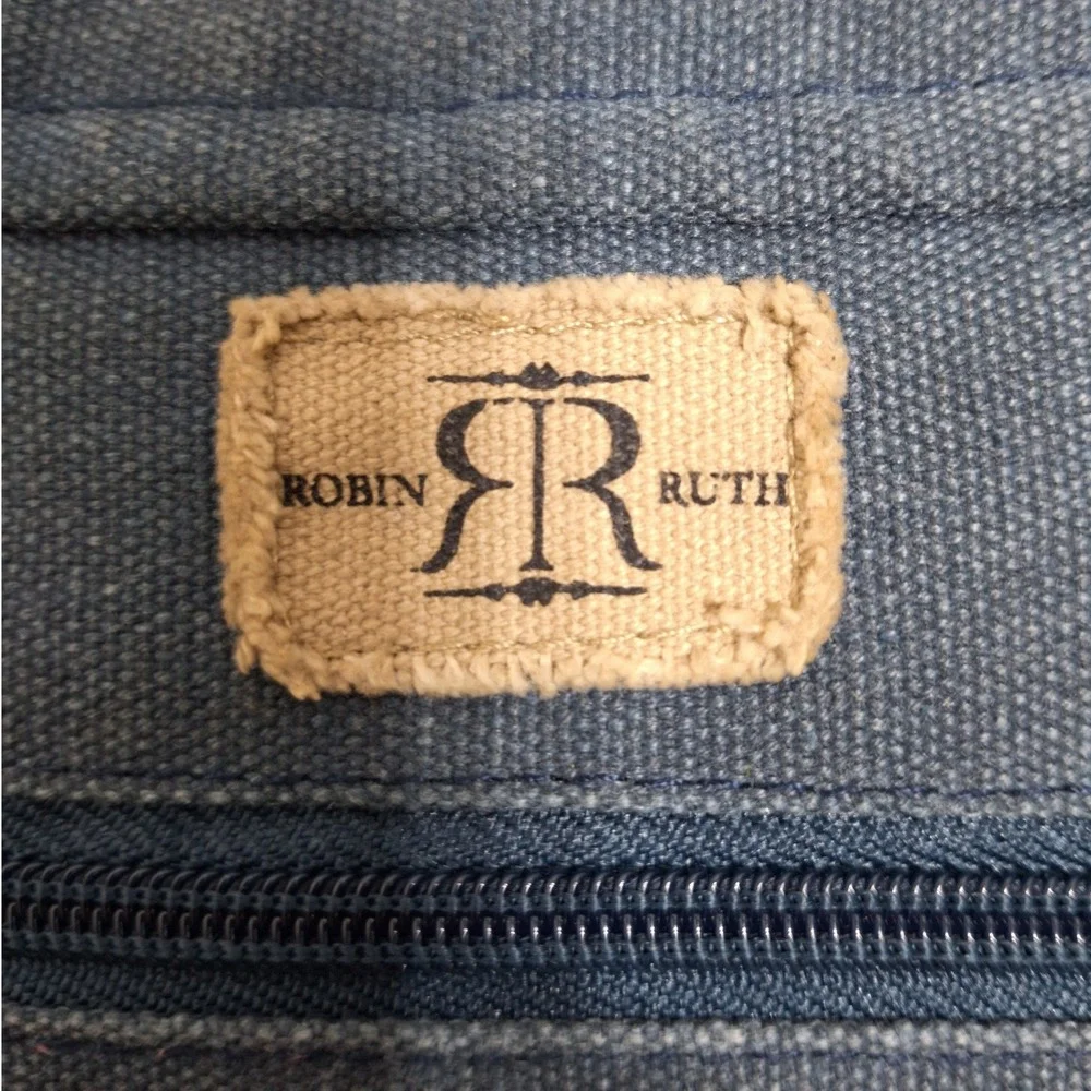 Robin Ruth Paris Messenger Bag Blue Canvas Crossbody Travel Souvenir Print